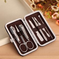 Bộ Dụng Cụ 7 Món Mini Làm Nail - Bấm Cắt Móng Tay Chân, Kềm Tỉa Lông Mày, Hộp Da Sang Trọng, Tiện Lợi Tại Nhà