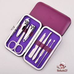 Bộ Dụng Cụ 7 Món Mini Làm Nail - Bấm Cắt Móng Tay Chân, Kềm Tỉa Lông Mày, Hộp Da Sang Trọng, Tiện Lợi Tại Nhà