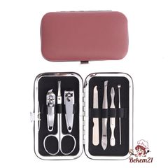 Bộ Dụng Cụ 7 Món Mini Làm Nail - Bấm Cắt Móng Tay Chân, Kềm Tỉa Lông Mày, Hộp Da Sang Trọng, Tiện Lợi Tại Nhà