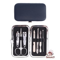 Bộ Dụng Cụ 7 Món Mini Làm Nail - Bấm Cắt Móng Tay Chân, Kềm Tỉa Lông Mày, Hộp Da Sang Trọng, Tiện Lợi Tại Nhà