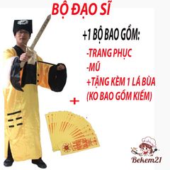 Trang phục Pháp sư Đạo Sĩ Lâm Chánh Anh - Áo Dài, Mũ & Bùa Tinh Tế Nhiều Màu Sắc cho Cosplay và Tiệc Hóa Trang