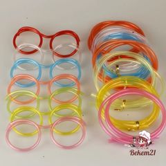 Ống Hút Nước Hình Mắt Kính PVC Dành Cho Trẻ Em - Phụ Kiện Tiệc Tùng Vui Nhộn, Chất Liệu An Toàn, Nhiều Màu Sắc