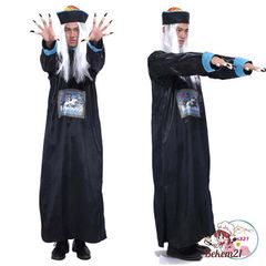 Bộ Trang Phục Ma Cương Thi Trung Quốc - Hóa Trang Halloween Kèm Mũ Tóc Đuôi Sam & Lá Bùa Cho Người Lớn
