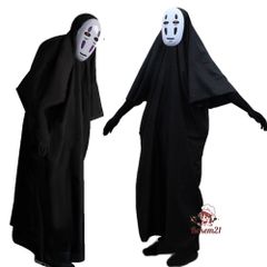 Bộ trang phục cosplay Vô Diện Spirited Away cho trẻ em và người lớn - Áo choàng đen và mặt nạ Kaonashi độc đáo