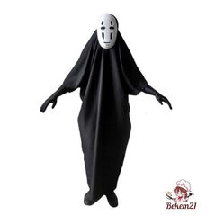 Bộ trang phục cosplay Vô Diện Spirited Away cho trẻ em và người lớn - Áo choàng đen và mặt nạ Kaonashi độc đáo