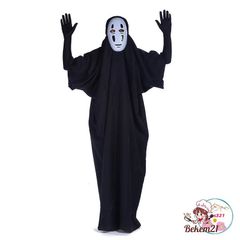 Set Bộ Cosplay Vô Diện - Áo Choàng, Mặt Nạ và Găng Tay Đen Dài Cho Halloween - Trang Phục Hóa Trang Thú Vị Cho Trẻ Em và Người Lớn