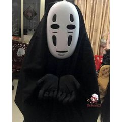 Bộ Trang Phục Hóa Trang Kaonashi - Hayao Miyazaki Spirited Away Cho Trẻ Em và Người Lớn, Áo Choàng Đen và Mặt Nạ Vô Diện