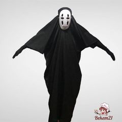 Bộ Trang Phục Hóa Trang Kaonashi - Hayao Miyazaki Spirited Away Cho Trẻ Em và Người Lớn, Áo Choàng Đen và Mặt Nạ Vô Diện
