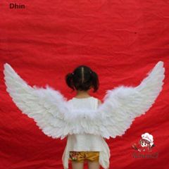 Đôi Cánh Thiên Thần Trắng Dễ Thương - Phụ Kiện Tiệc Hóa Trang Cho Bé - Cánh Lông Vũ 60x45cm và 80x55cm