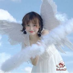 Cánh Thiên Thần Cosplay Trẻ Em - Lông Vũ Trắng Hóa Trang Tiệc Tùng, Đạo Cụ Chụp Hình, Phụ Kiện Lễ Hội