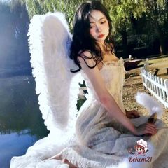 Cánh Thiên Thần Cosplay Trẻ Em - Lông Vũ Trắng Hóa Trang Tiệc Tùng, Đạo Cụ Chụp Hình, Phụ Kiện Lễ Hội