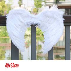 Bộ phụ kiện hóa trang thiên thần Halloween - Đôi cánh lông vũ trắng và băng đô, hoàn hảo cho tiệc tùng và cosplay