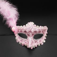 Mặt Nạ Halloween Nửa Mặt Dạ Hội Lông Vũ Kim Sa Sang Trọng - Phụ Kiện Cosplay Độc Đáo cho Tiệc Tùng và Sự Kiện