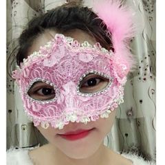 Mặt Nạ Halloween Nửa Mặt Dạ Hội Lông Vũ Kim Sa Sang Trọng - Phụ Kiện Cosplay Độc Đáo cho Tiệc Tùng và Sự Kiện