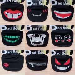 Khẩu Trang Đen In Dấu X Hàn Quốc Cotton Chống Bụi - Thiết Kế Anime/Manga Cá Tính, Unisex, Thoáng Mát
