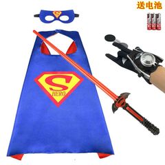 Bộ Trang Phục Siêu Nhân Superman với Áo Choàng, Mặt Nạ Phát Sáng và Gậy Ánh Sáng cho Halloween - Hóa Trang Độc Đáo và Thú Vị
