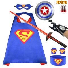 Bộ Trang Phục Siêu Nhân Superman với Áo Choàng, Mặt Nạ Phát Sáng và Gậy Ánh Sáng cho Halloween - Hóa Trang Độc Đáo và Thú Vị
