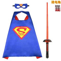 Bộ Trang Phục Siêu Nhân Superman với Áo Choàng, Mặt Nạ Phát Sáng và Gậy Ánh Sáng cho Halloween - Hóa Trang Độc Đáo và Thú Vị