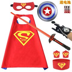 Bộ Trang Phục Siêu Nhân Superman với Áo Choàng, Mặt Nạ Phát Sáng và Gậy Ánh Sáng cho Halloween - Hóa Trang Độc Đáo và Thú Vị