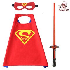 Bộ Hóa Trang Superhero - Áo Choàng Người Nhện Siêu Nhân Kèm Mặt Nạ Phát Sáng, Găng Tay và Gậy Ánh Sáng cho Trẻ Em