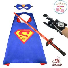 Bộ Hóa Trang Superhero - Áo Choàng Người Nhện Siêu Nhân Kèm Mặt Nạ Phát Sáng, Găng Tay và Gậy Ánh Sáng cho Trẻ Em