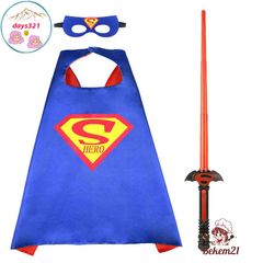 Bộ Trang Phục Hóa Trang Siêu Nhân 3D Cho Người Lớn & Trẻ Em - Gồm Áo Choàng, Mặt Nạ Phát Sáng, Gậy Ánh Sáng & Khiên Led