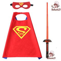 Bộ Trang Phục Hóa Trang Siêu Nhân 3D Cho Người Lớn & Trẻ Em - Gồm Áo Choàng, Mặt Nạ Phát Sáng, Gậy Ánh Sáng & Khiên Led