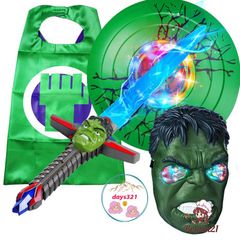Trang Phục Hóa Trang Siêu Anh Hùng Độn Cơ Bắp Hulk Xanh Cho Bé - Áo Liền Quần Với Mũ và Găng Tay, Chất Liệu Cao Cấp