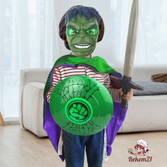 Trang Phục Hóa Trang Siêu Anh Hùng Độn Cơ Bắp Hulk Xanh Cho Bé - Áo Liền Quần Với Mũ và Găng Tay, Chất Liệu Cao Cấp