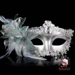 Mặt Nạ Đính Kim Cương Giả Lông Vũ - Phụ Kiện Trang Trí Tiệc Cưới, Biểu Diễn, Dạ Hội Cao Cấp
