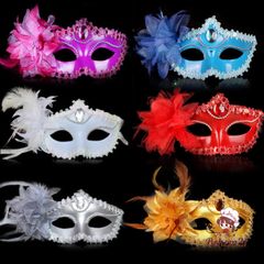 Mặt Nạ Đính Kim Cương Giả Lông Vũ - Phụ Kiện Trang Trí Tiệc Cưới, Biểu Diễn, Dạ Hội Cao Cấp