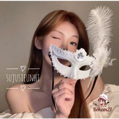 Mặt Nạ Khiêu Vũ Halloween - Mặt Nạ Đen Trắng, Lông Vũ Quyến Rũ Dùng Trong Lễ Hội, Tiệc Tùng, Quà Tặng Thú Vị