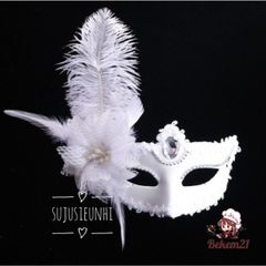 Mặt Nạ Khiêu Vũ Halloween - Mặt Nạ Đen Trắng, Lông Vũ Quyến Rũ Dùng Trong Lễ Hội, Tiệc Tùng, Quà Tặng Thú Vị