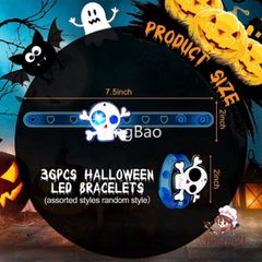 10 cái Vòng Tay LED Halloween - Phụ Kiện Tiệc Tùng Chiếu Sáng Dơi Ma, Bí Ngô, Nhện - Thêm Không Khí Lễ Hội