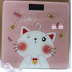 Cân Điện Tử Hình Mèo Hồng Sạc USB - Cân Sức Khỏe Gia Đình 180KG Bảo Hành 1 Năm, Thiết Kế Dễ Thương, Màn Hình LCD Rõ Ràng