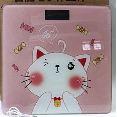 Cân Điện Tử Hình Mèo Hồng Sạc USB - Cân Sức Khỏe Gia Đình 180KG Bảo Hành 1 Năm, Thiết Kế Dễ Thương, Màn Hình LCD Rõ Ràng