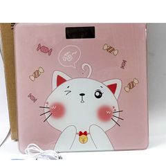 Cân Điện Tử Hình Mèo Hồng Sạc USB - Cân Sức Khỏe Gia Đình 180KG Bảo Hành 1 Năm, Thiết Kế Dễ Thương, Màn Hình LCD Rõ Ràng