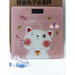 Cân Điện Tử Hình Mèo Hồng Sạc USB - Cân Sức Khỏe Gia Đình 180KG Bảo Hành 1 Năm, Thiết Kế Dễ Thương, Màn Hình LCD Rõ Ràng