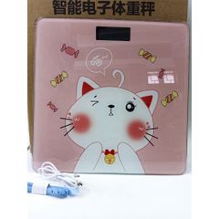 Cân Điện Tử Hình Mèo Hồng Sạc USB - Cân Sức Khỏe Gia Đình 180KG Bảo Hành 1 Năm, Thiết Kế Dễ Thương, Màn Hình LCD Rõ Ràng