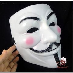 Mặt Nạ Hacker Anonymous Trắng Đen - Đạo Cụ Cosplay Halloween Thiết Kế V for Vendetta, Phụ Kiện Thời Trang Vui Nhộn