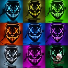Mặt Nạ Hóa Trang Halloween LED Độc Đáo 10 Màu - Phụ Kiện Đi Tiệc, Sự Kiện, Sinh Nhật, Đèn Flash Thú Vị