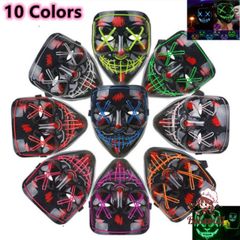 Mặt Nạ Hóa Trang Halloween LED Độc Đáo 10 Màu - Phụ Kiện Đi Tiệc, Sự Kiện, Sinh Nhật, Đèn Flash Thú Vị