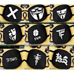 Khẩu Trang Vải In Hình Hacker Anonymous Đen - Kháng Khuẩn Cotton Anime/Manga Thời Trang Unisex, Chống Bụi