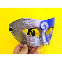 Mặt Nạ Nửa Mặt Bạc Phối Xanh Cổ Điển - Phụ Kiện Hóa Trang Halloween, Tiệc Tùng, Lễ Hội, Dây Đeo Rẻ Chất Lượng