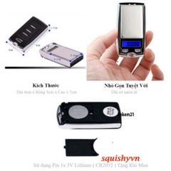 Cân Tiểu Ly Điện Tử Mini Móc Khóa Chính Xác 200g - Thiết Kế Remote Siêu Nhỏ Gọn, Độ Chia 0.01g, Màn Hình LCD Sáng Nền Xanh