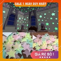 Gói 100 Ngôi Sao Dạ Quang Phát Sáng Dán Tường - Trang Trí Phòng Ngủ Cho Bé, Sáng Tự Động Trong Bóng Tối, Freeship