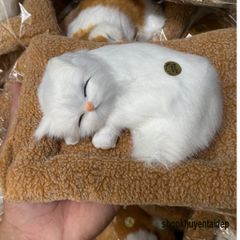 Gấu Bông Mèo Trắng Đế Vàng Có Lõi Than Hoạt Tính Khử Mùi, Tô Điểm Nội Thất Xe Hơi Thông Minh và Đáng Yêu