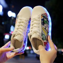 Giày Phát Sáng Led 7 Màu Graffiti Gradient - Đế Chống Nước, Thời Trang Nam Nữ, 11 Chế Độ Chiếu Sáng, Sạc Thoải Mái
