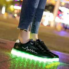 Giày Phát Sáng Đèn Led Màu Đen Thêu Nhịp Tim - Giày Thời Trang Đổi Màu 7 Màu, 8 Chế Độ Cho Nam Nữ, Phù Hợp Mọi Sự Kiện