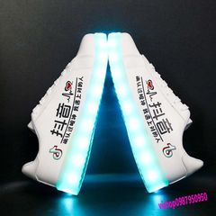 Giày Phát Sáng Đen Cao Cổ LED 7 Màu - Chữ Hàn Nhịp Tim - Dành Cho Nam Nữ, 11 Chế Độ Ánh Sáng, Thời Trang Phong Cách Hàn Quốc